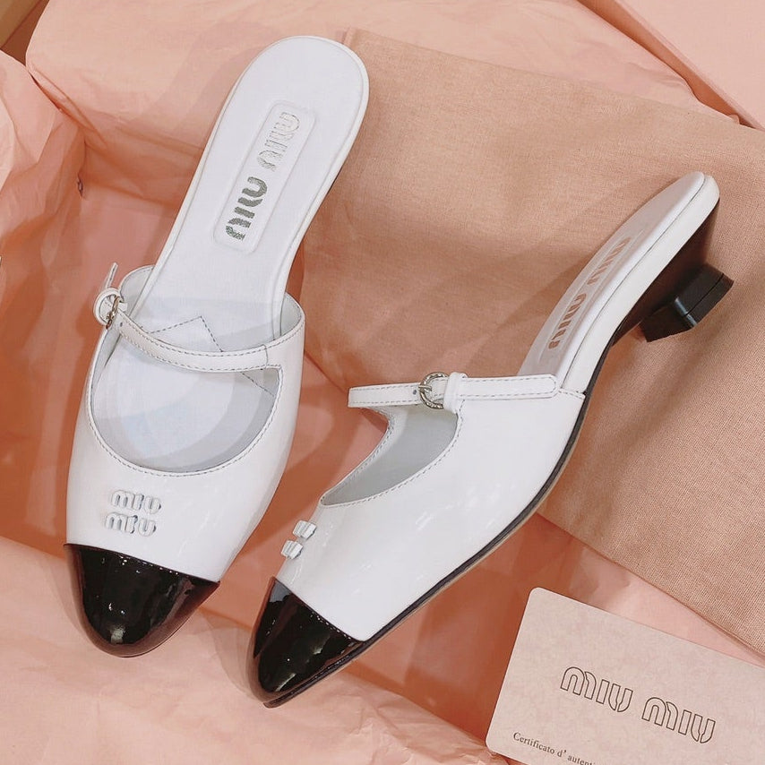 Miu Miu 2026 Horizontal Strap Mule Patent Leather 155504