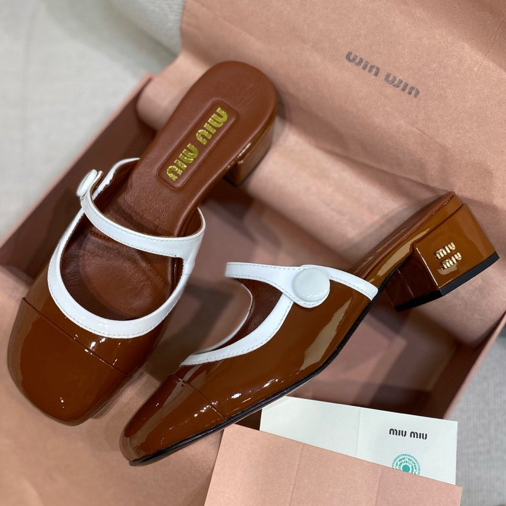 Miu Miu 2026 Cross-Strap Mule 40mm Patent Leather 155470