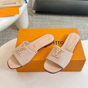 lv capri flat mule beige calfskin
