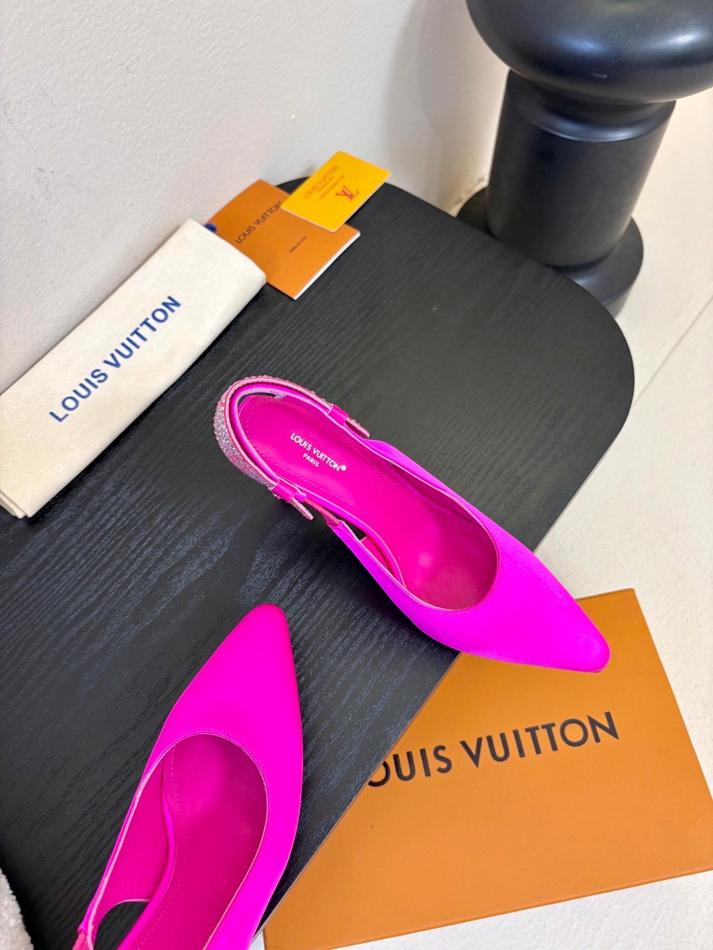 LV 26ss Legacy Slingback 90 Hot Pink Silk 627243