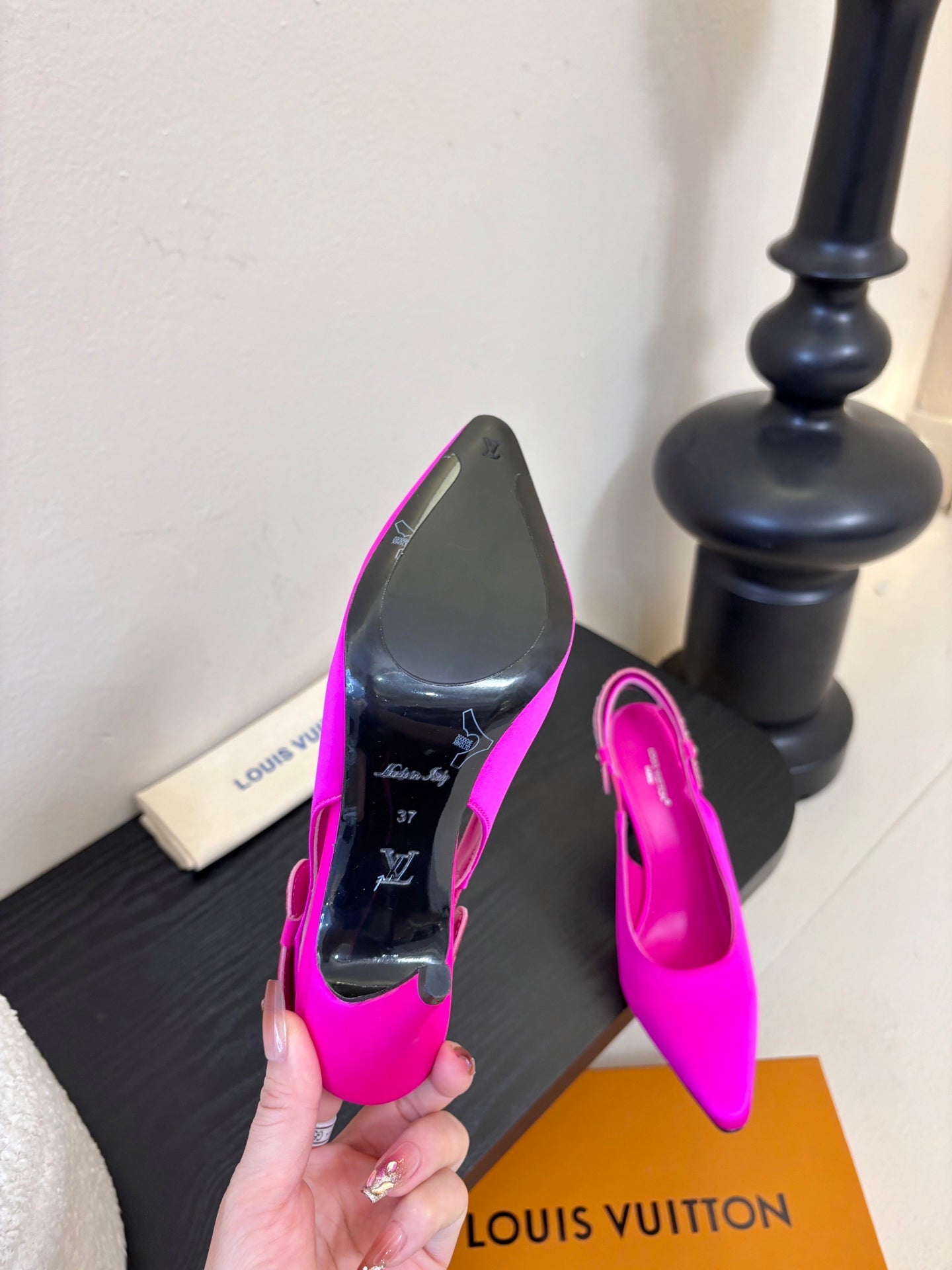 LV 26ss Legacy Slingback 90 Hot Pink Silk 627243