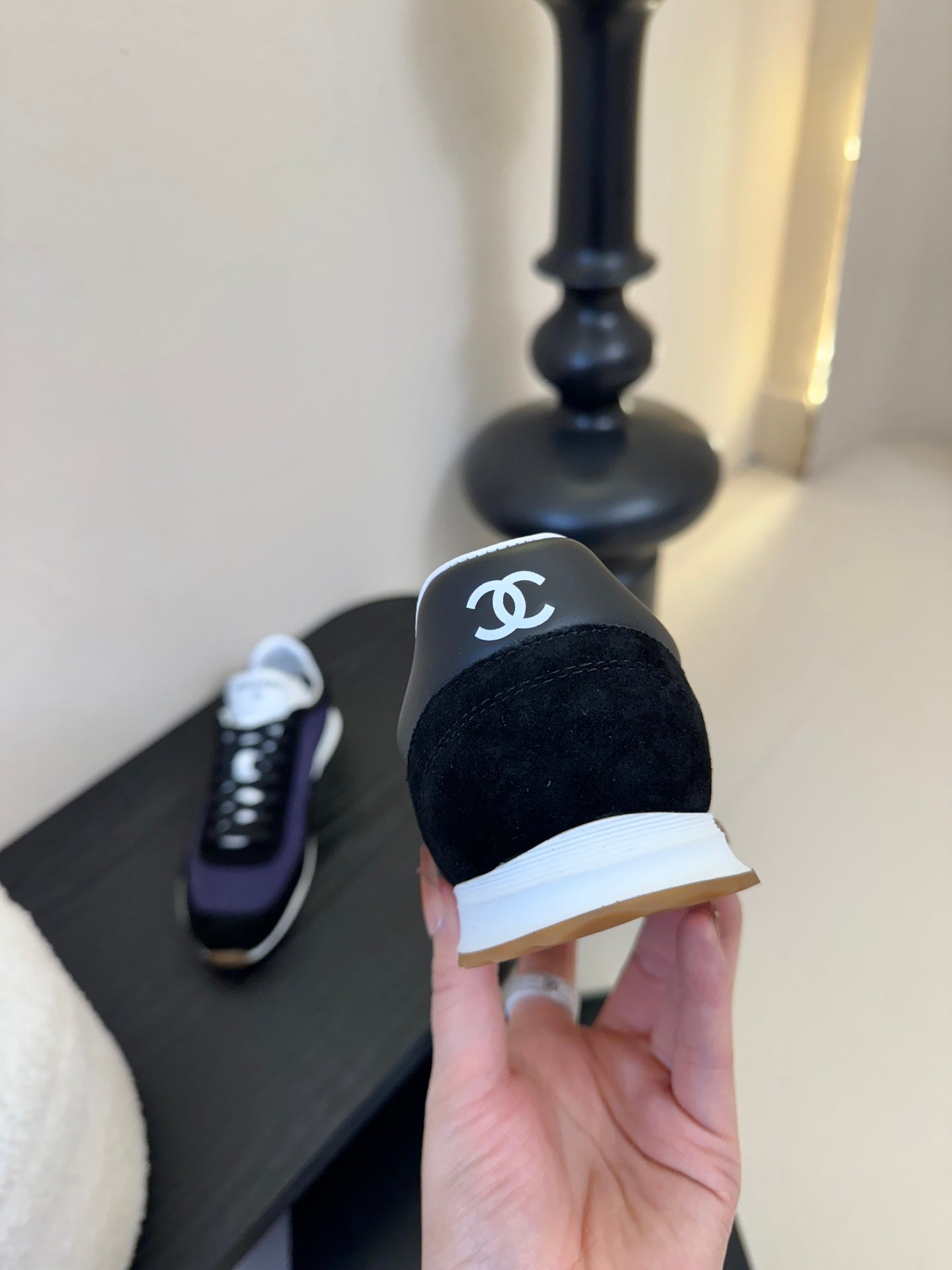 CC 26s Platform Sneakers Black Blue Sheepskin 627226