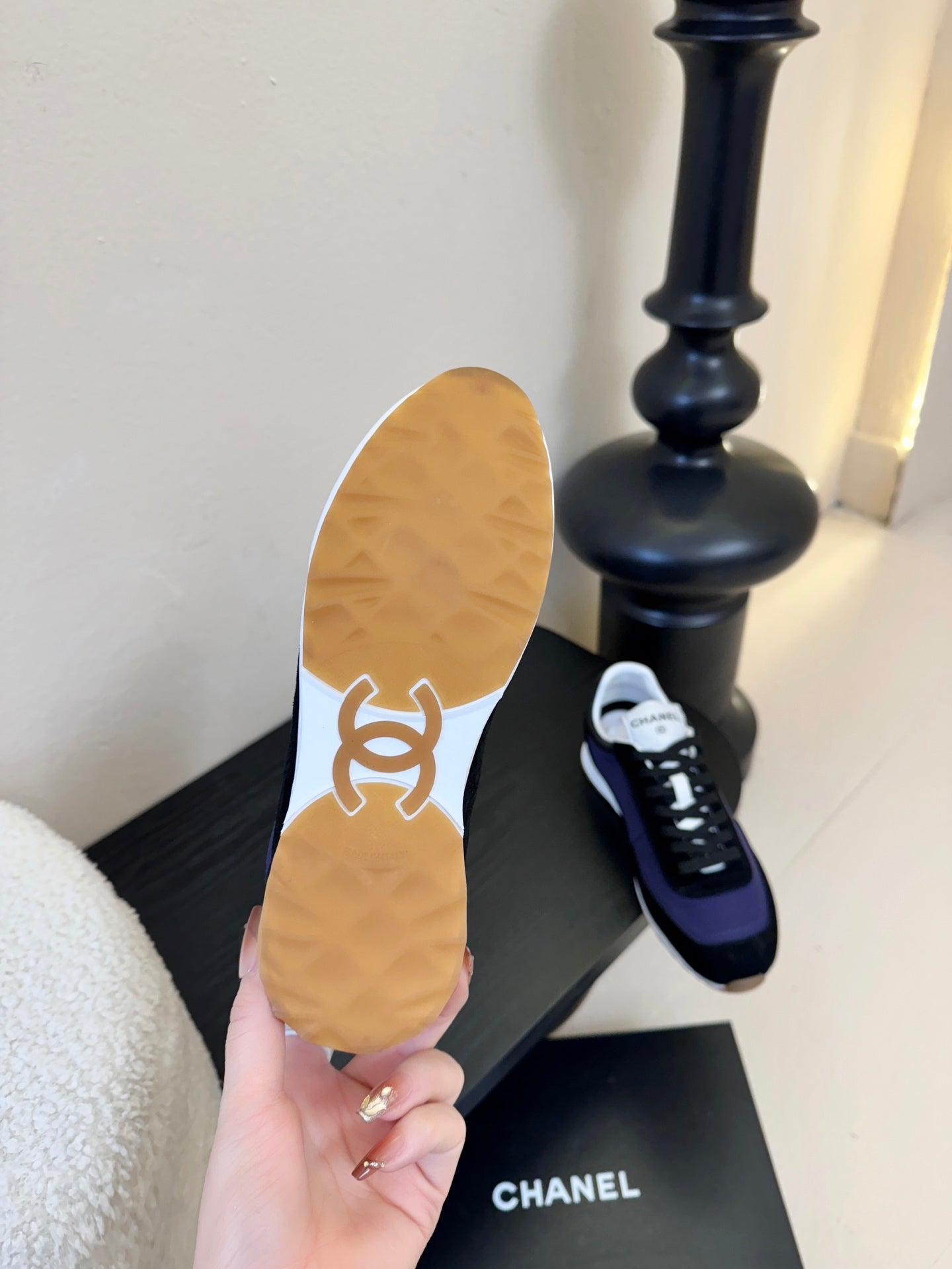 CC 26s Platform Sneakers Black Blue Sheepskin 627226