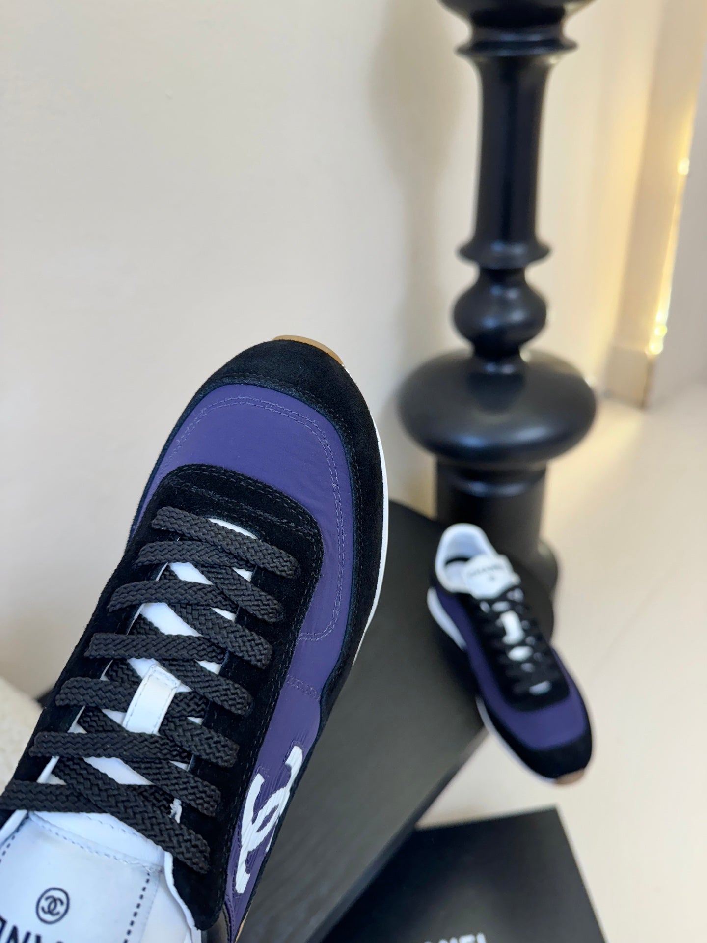 CC 26s Platform Sneakers Black Blue Sheepskin 627226