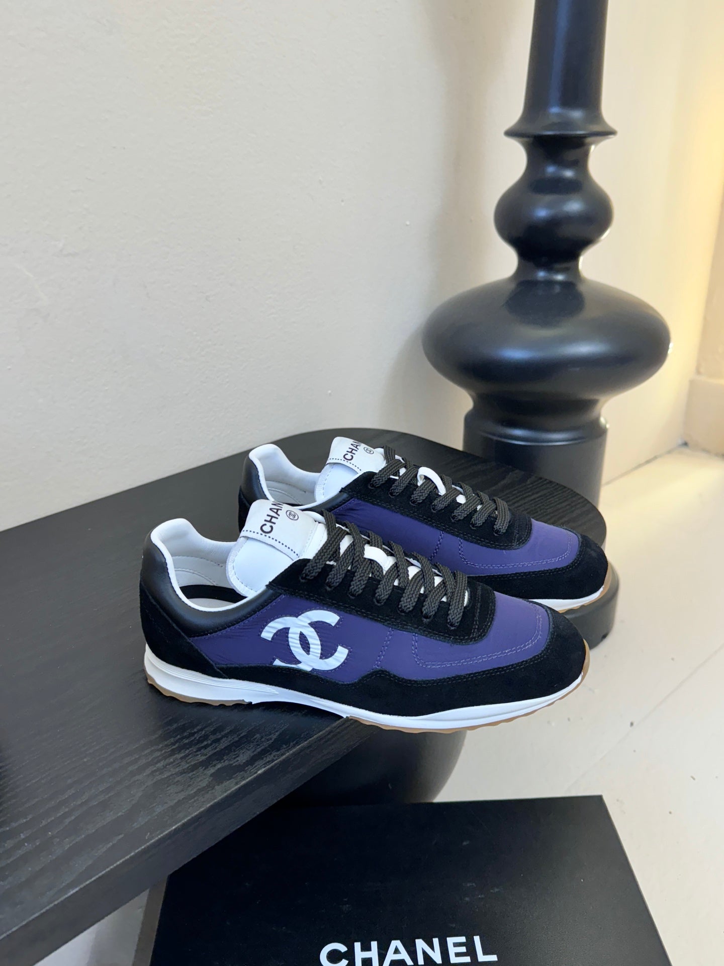 CC 26s Platform Sneakers Black Blue Sheepskin 627226