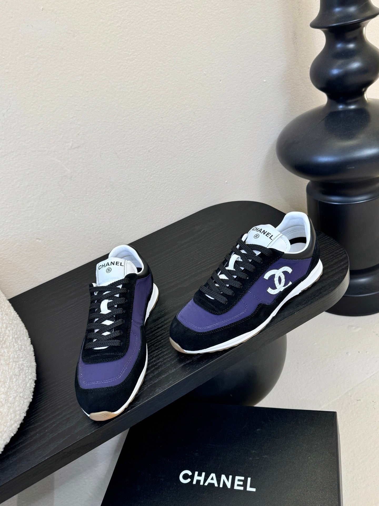 CC 26s Platform Sneakers Black Blue Sheepskin 627226