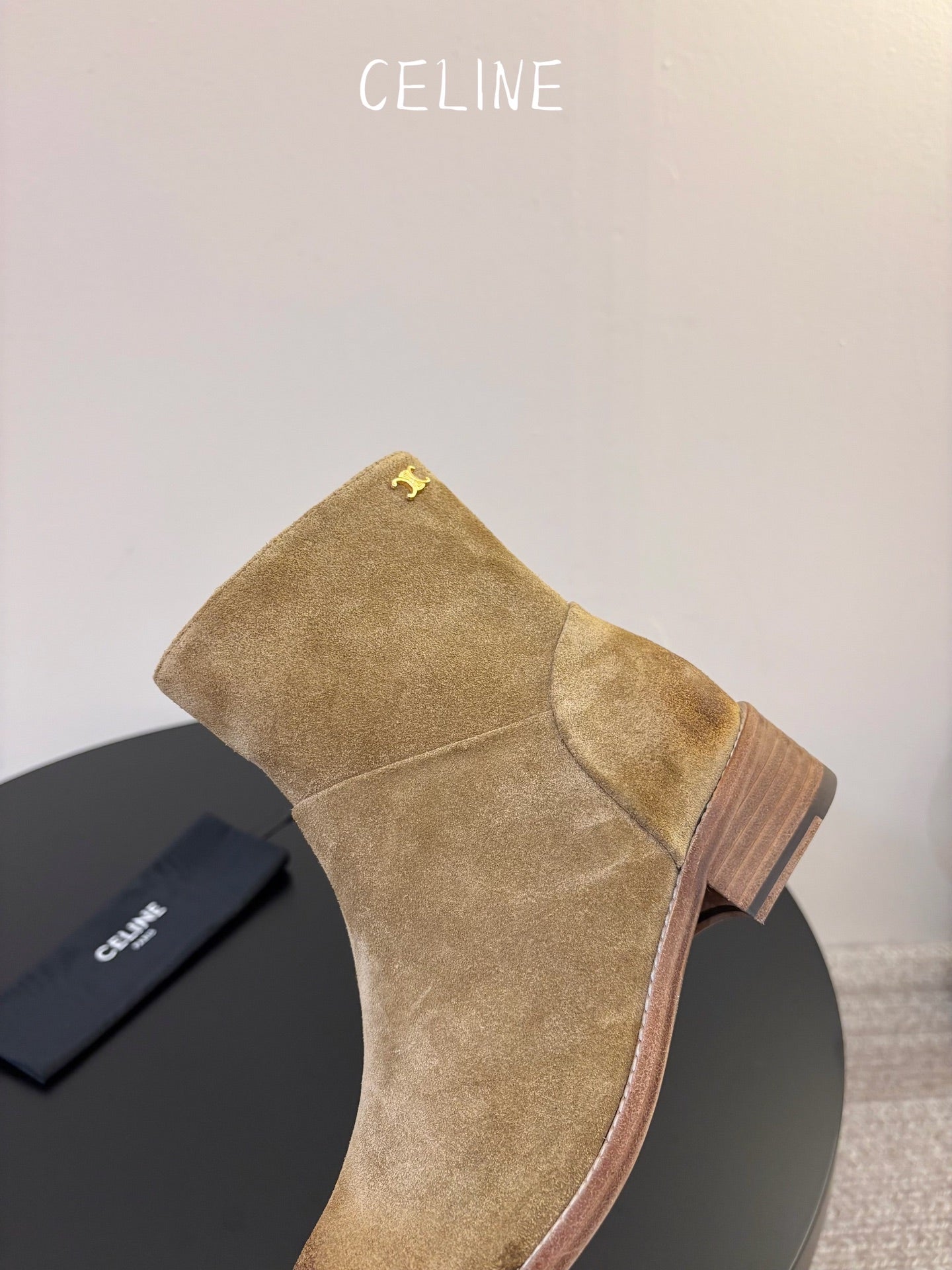 Celine 2026 Triomphe Zipped Boots Calfskin Suede 104871