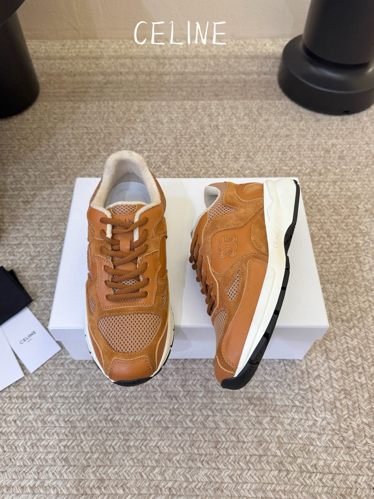 Celine 2026 Runner Sneakers Brown Cowhide Suede Mesh 104872