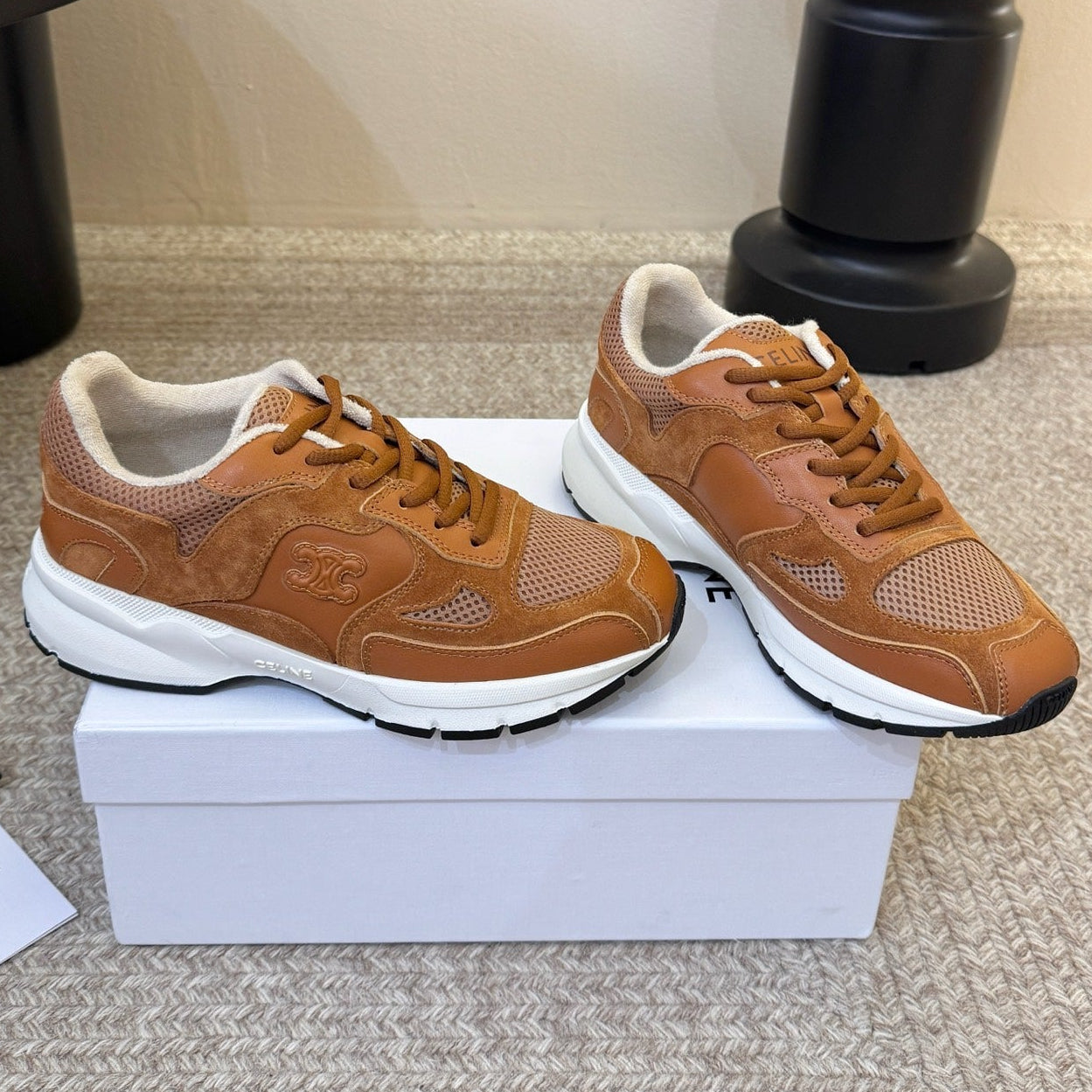 Celine 2026 Runner Sneakers Brown Cowhide Suede Mesh 104872