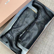Miu Boots High Neck Black Paint Calfskin