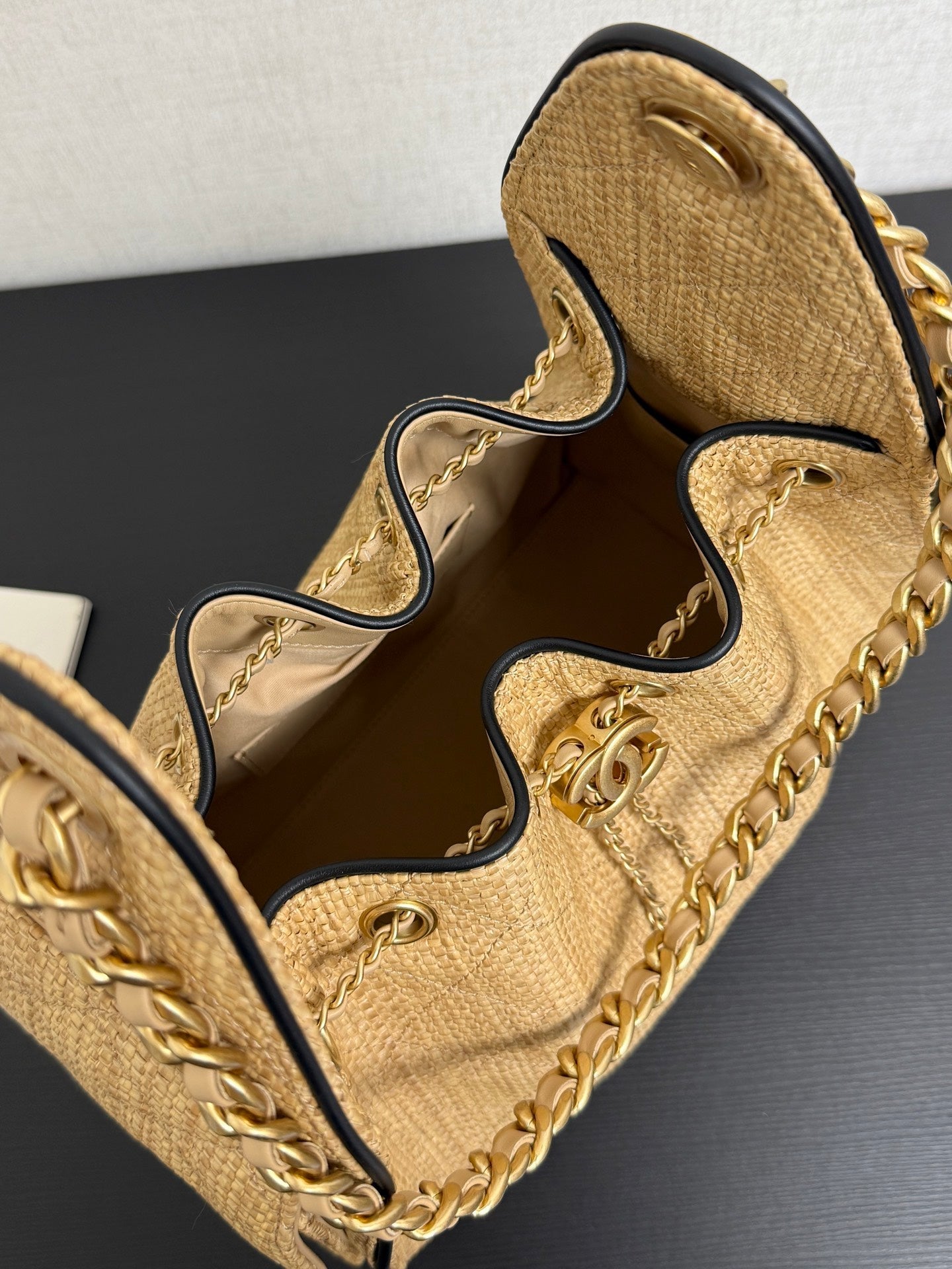 Chanel 2026 Hobo Bag 30cm Apricot Woven Leather