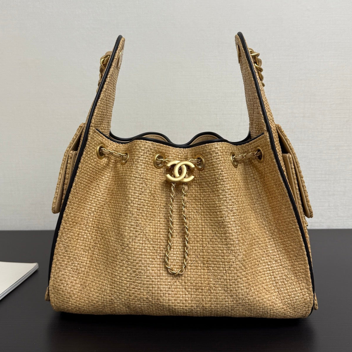 Chanel 2026 Hobo Bag 30cm Apricot Woven Leather
