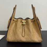 Chanel 2026 Hobo Bag 30cm Apricot Woven Leather