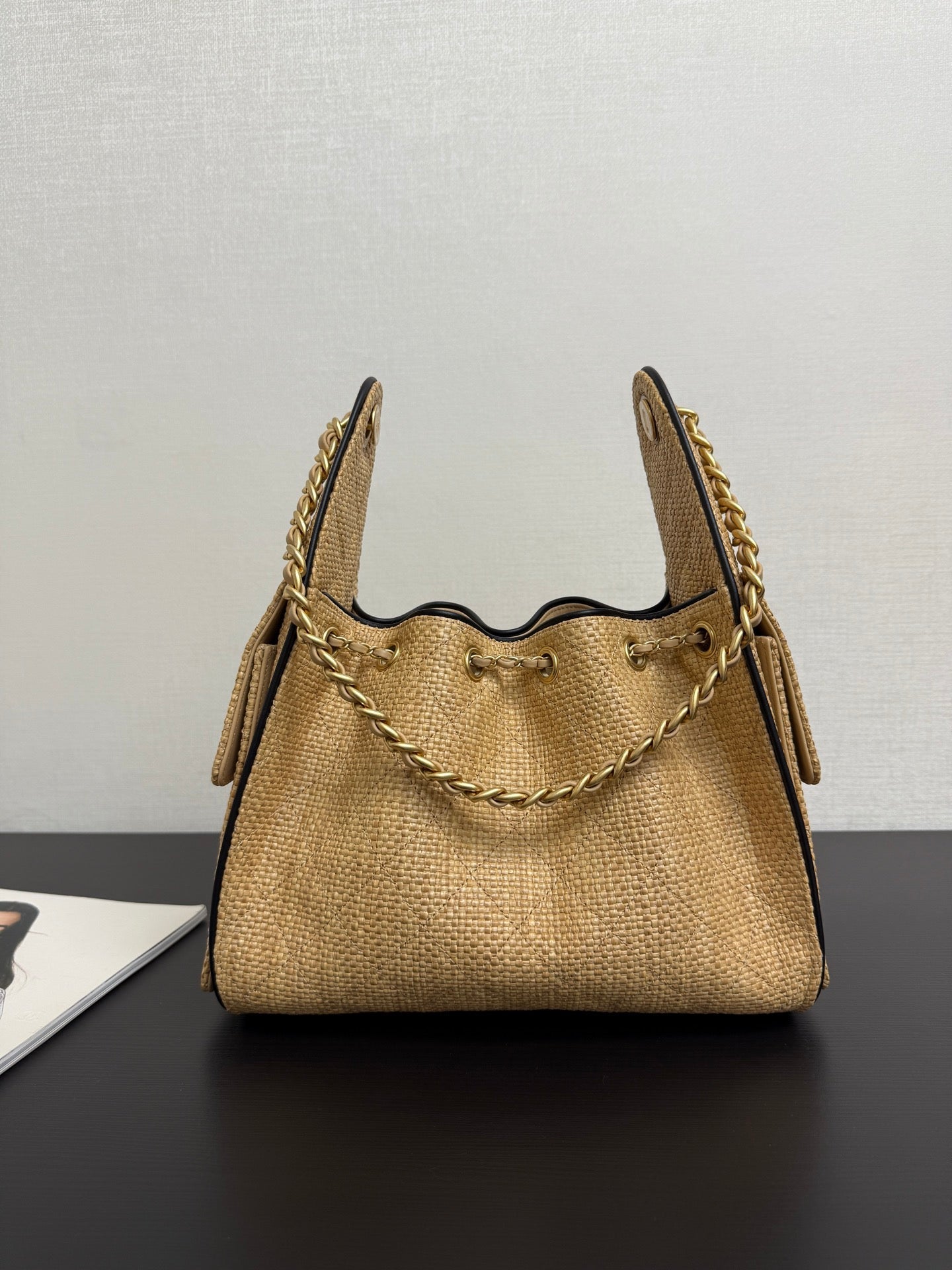 Chanel 2026 Hobo Bag 30cm Apricot Woven Leather