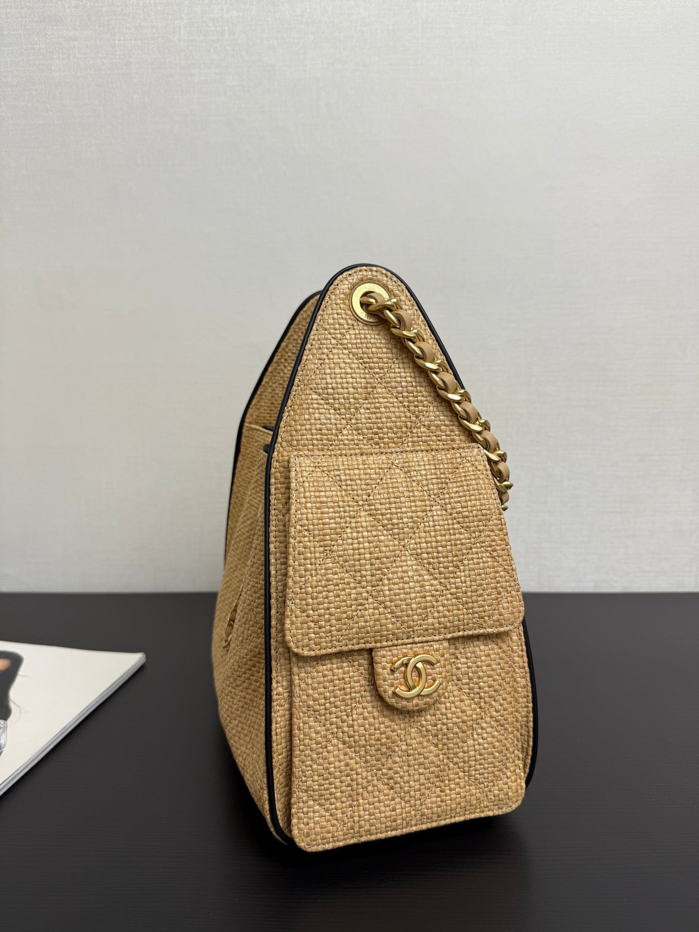 Chanel 2026 Hobo Bag 30cm Apricot Woven Leather
