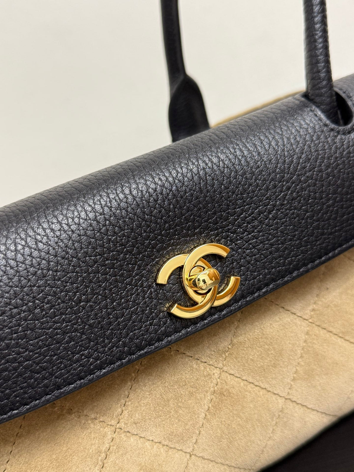 Chanel 2026 Urban Essential East West Bag 31cm Black Beige Suede Leather