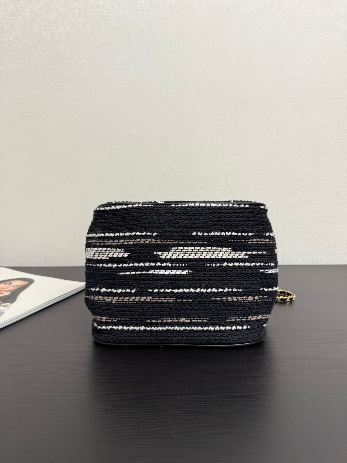 Chanel 2026 Mini Tote Bag 21cm Black Canvas Leather