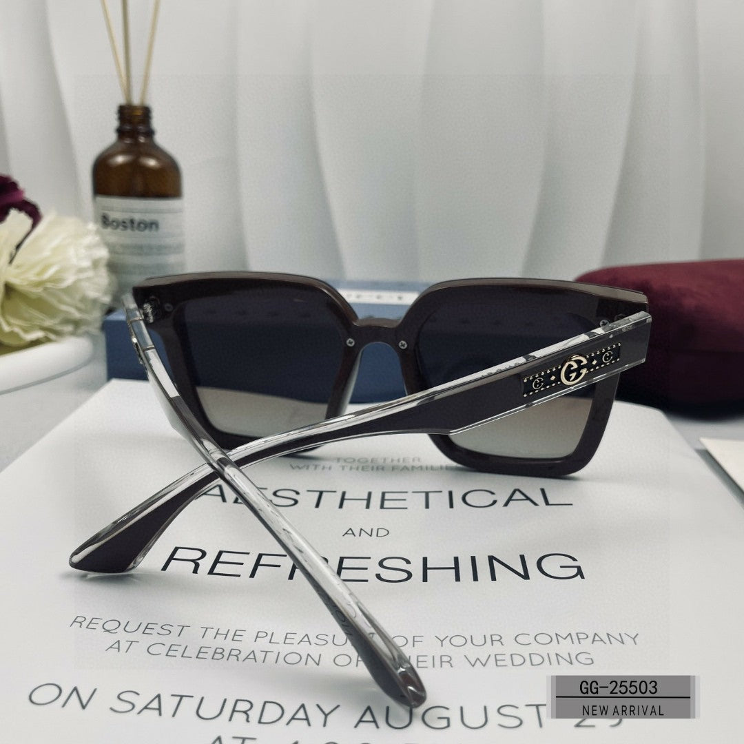 EMBOSSED LOGO SQUARE FRAME SUNGLASSES 25503 IN ACETATE