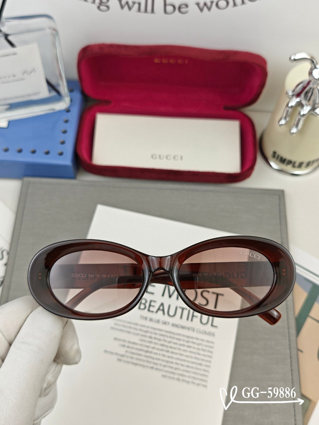 OVAL FRAME SUNGLASSES 59886 IN ACETATE