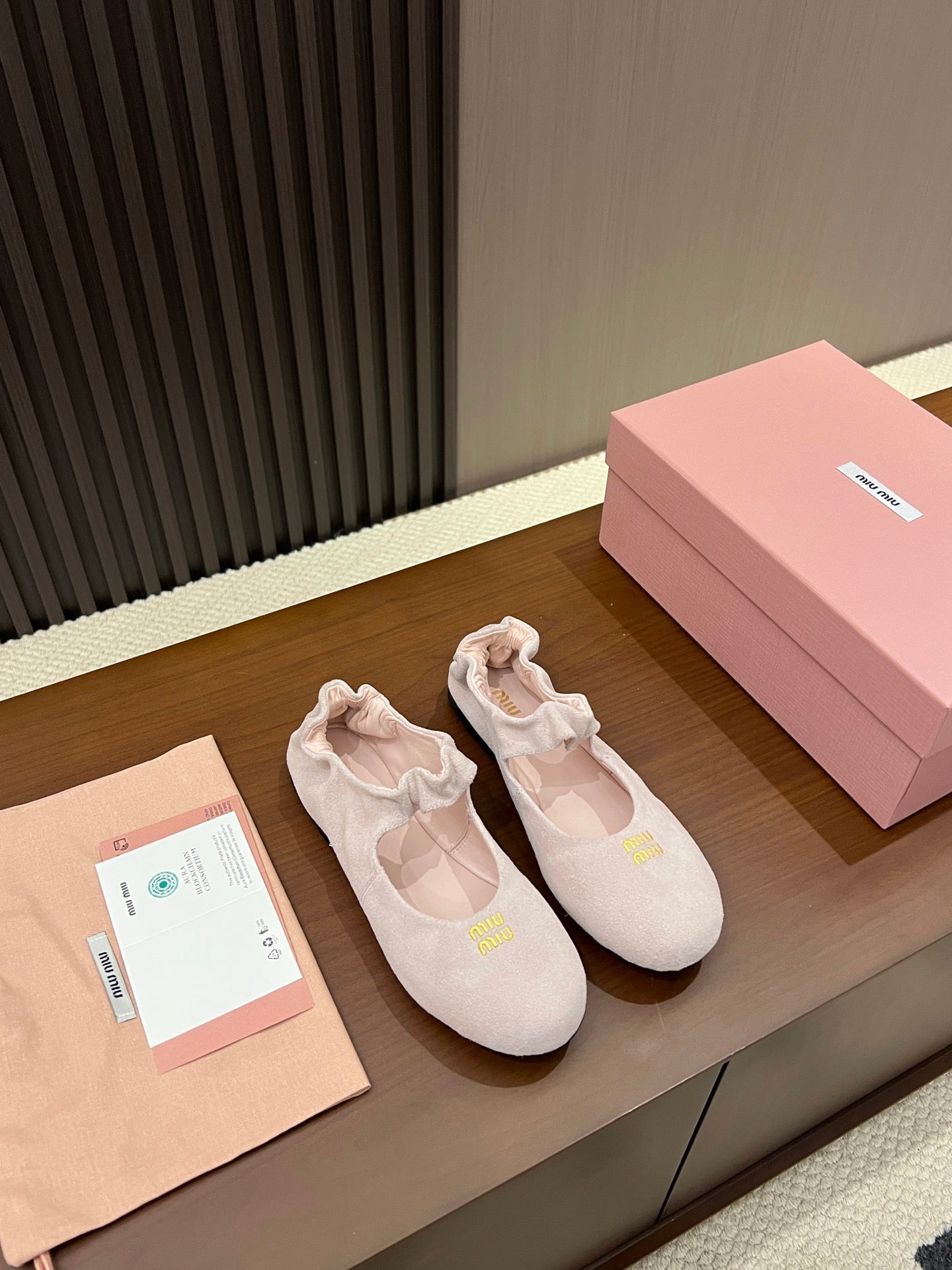 Miumiu 2026 Ruches Ballet Flats Suede 957361