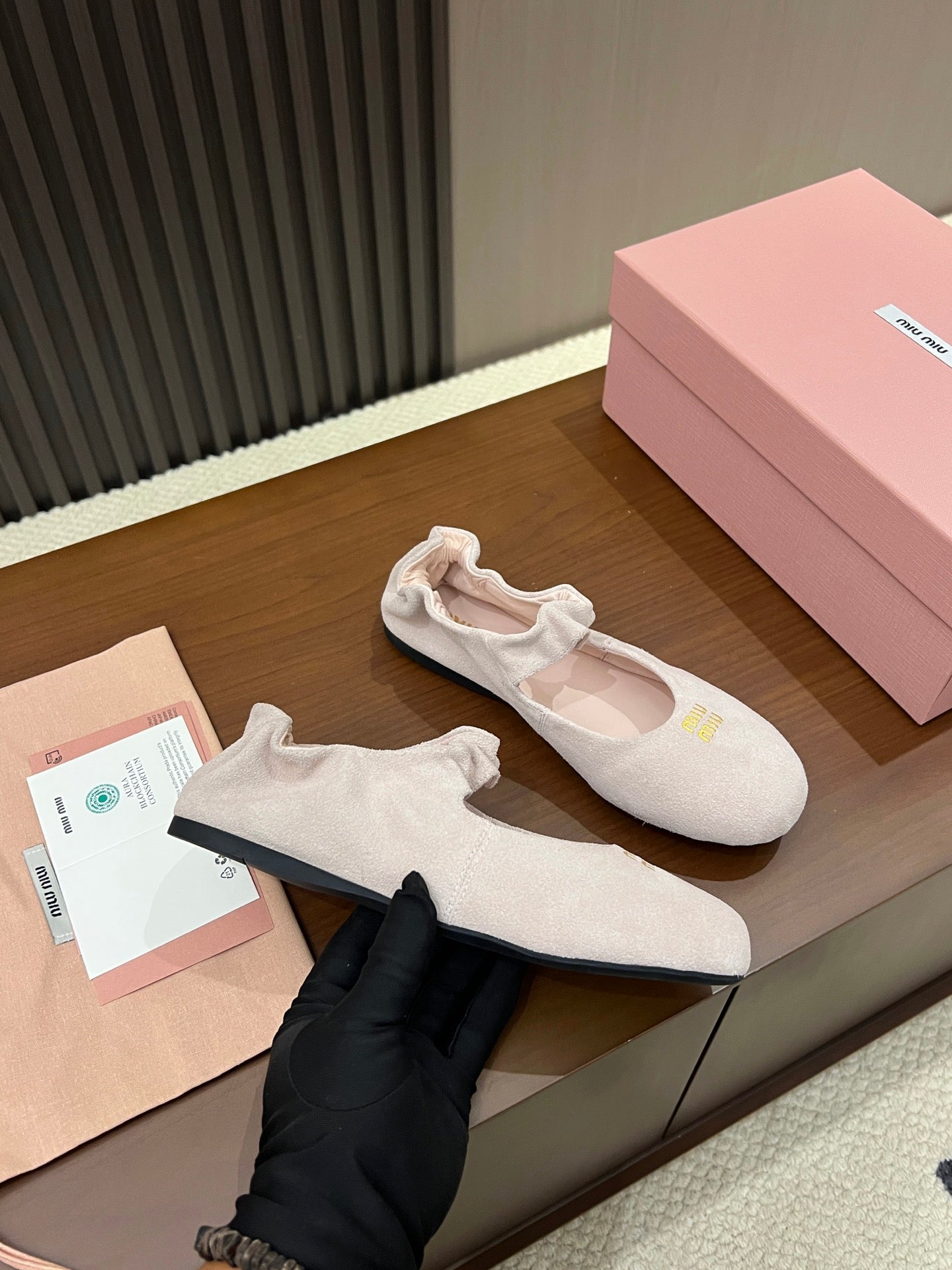 Miumiu 2026 Ruches Ballet Flats Suede 957361