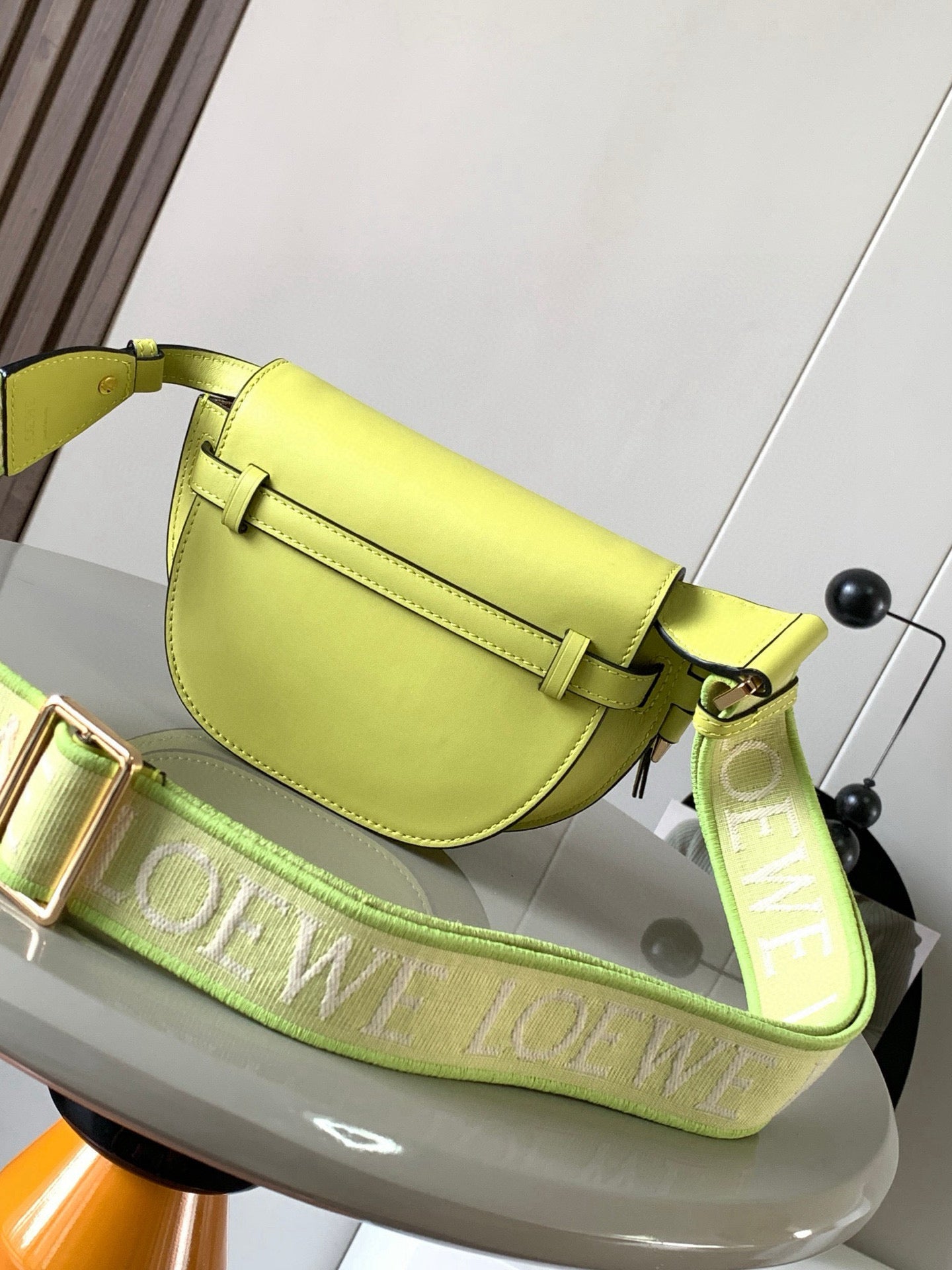 Loewe Saddle Bag 21 Lime Green Leather 280448