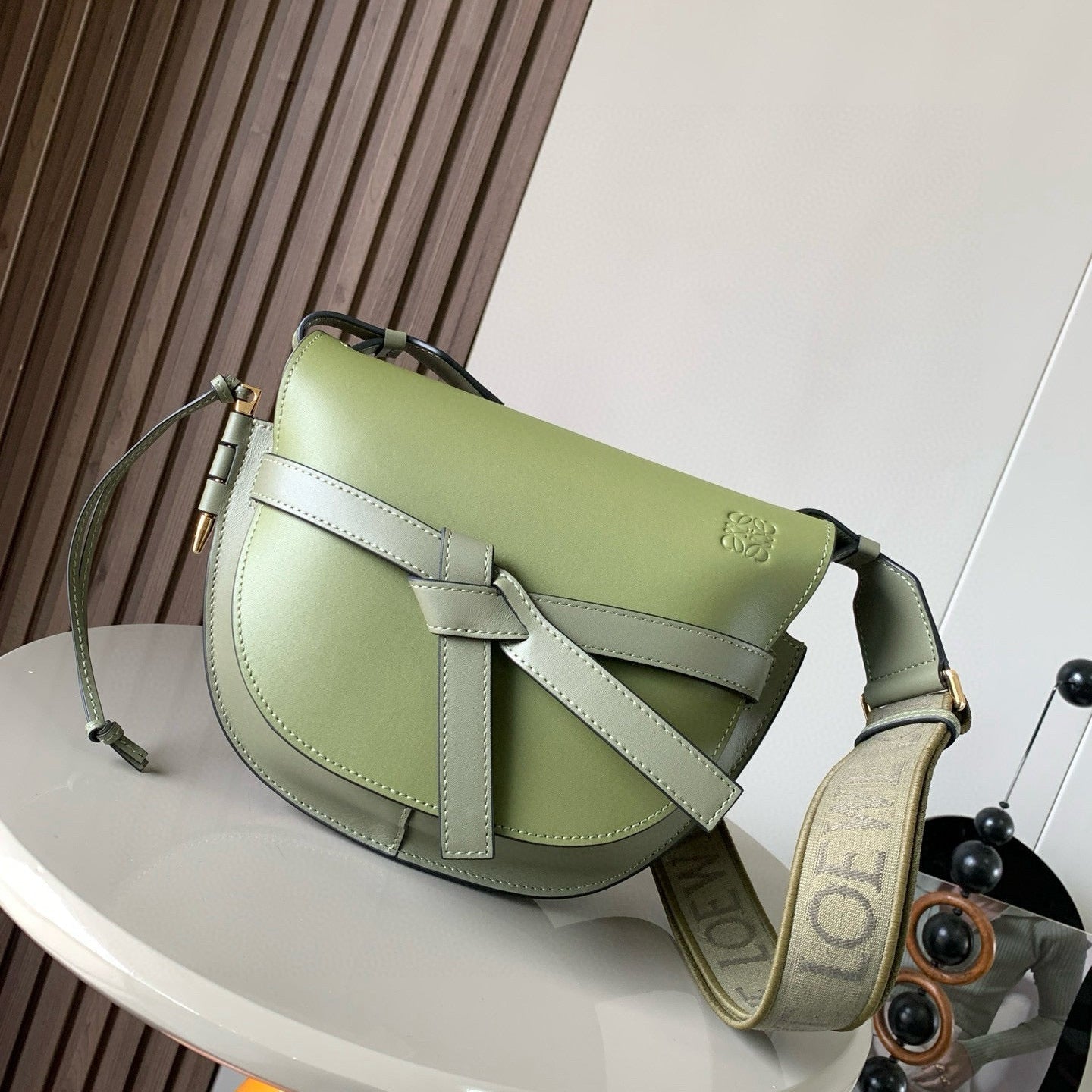 Loewe Saddle Bag 21 Light Sage Green Leather 280426