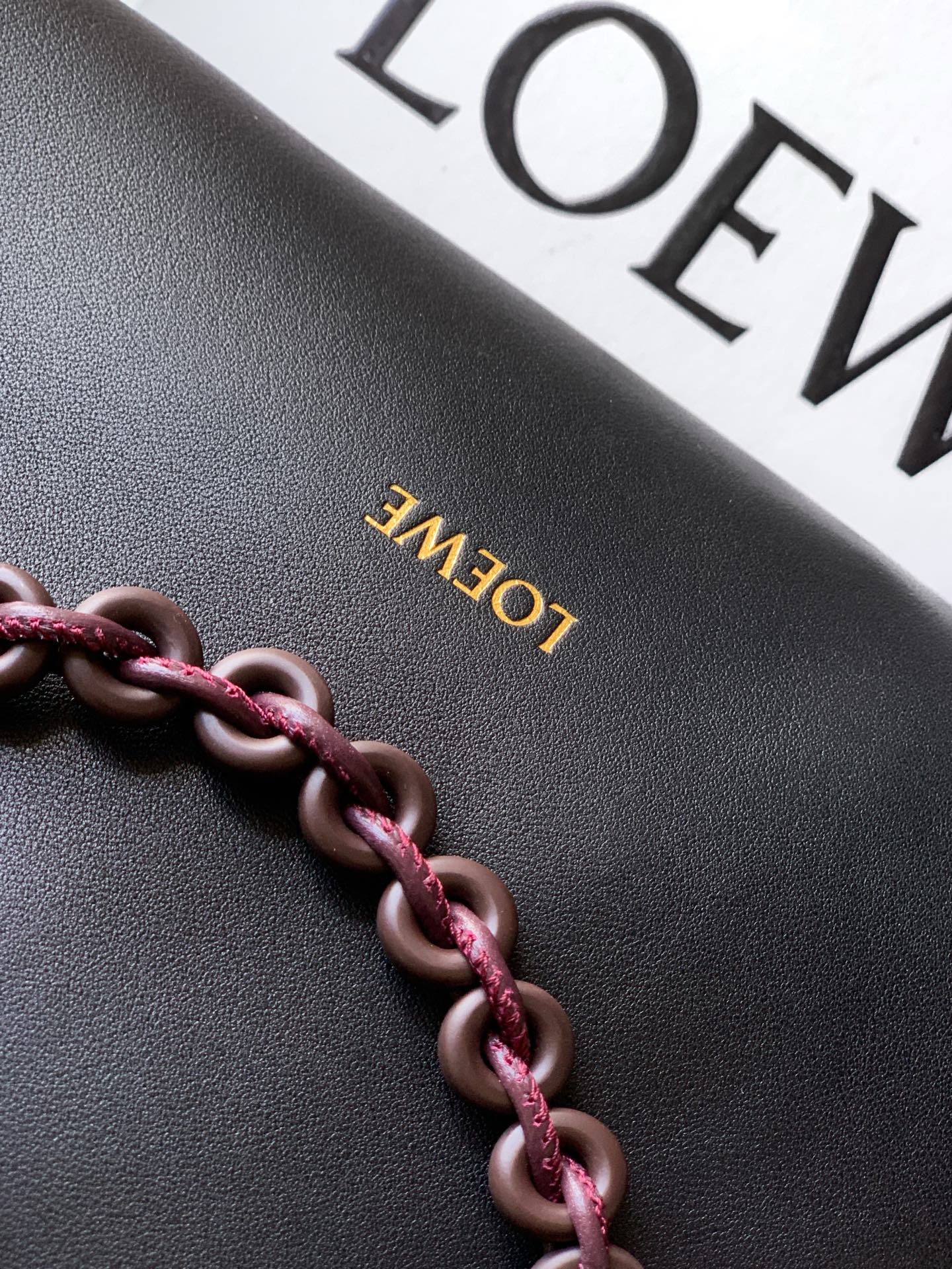 Loewe Flamenco Purse Tote Bag 38 Black Burgundy Lambskin 274698