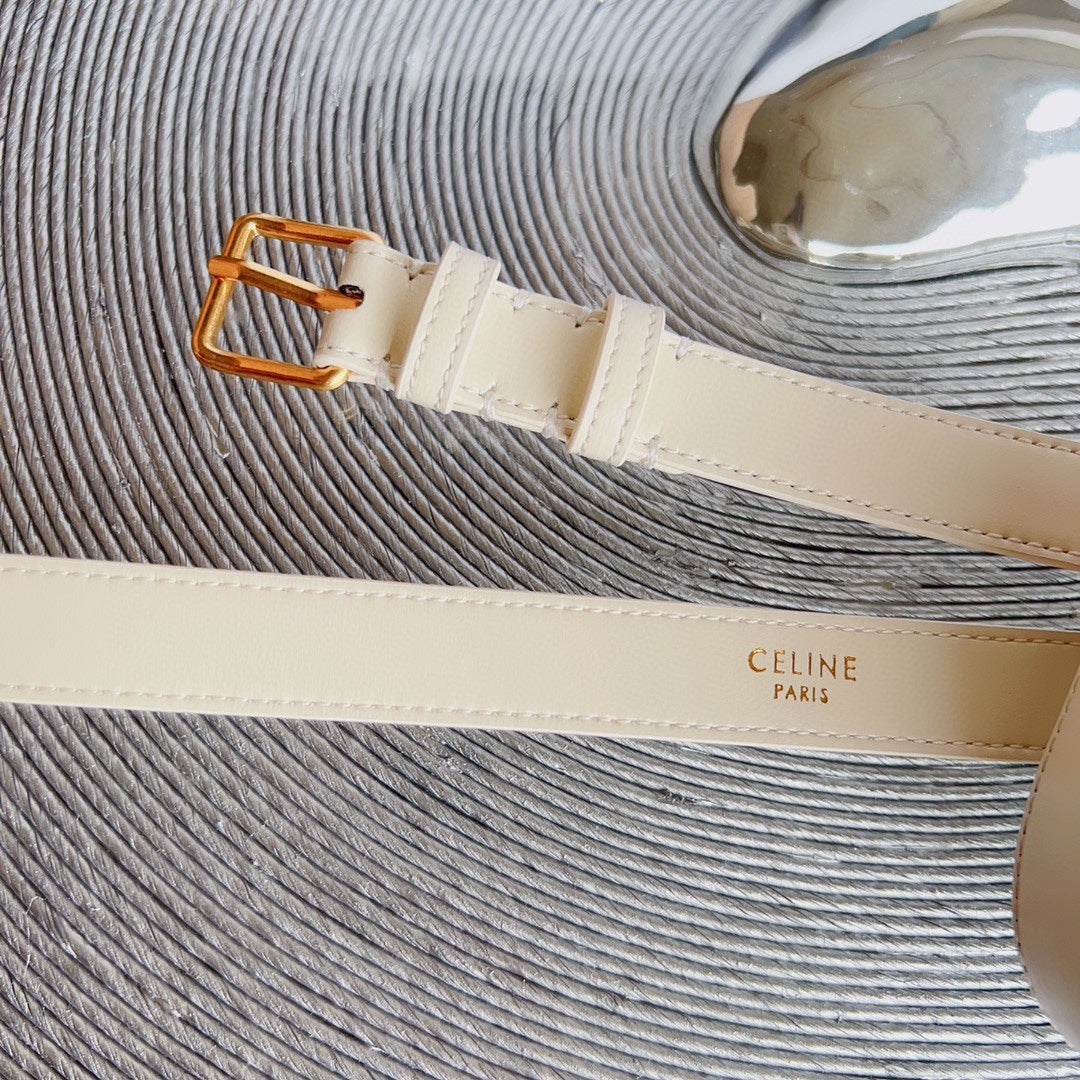 CL BELT BAG TRIOMPHE 25 MM BELT TRIOMPHE WHITE CALFSKIN GOLD HARDWARE