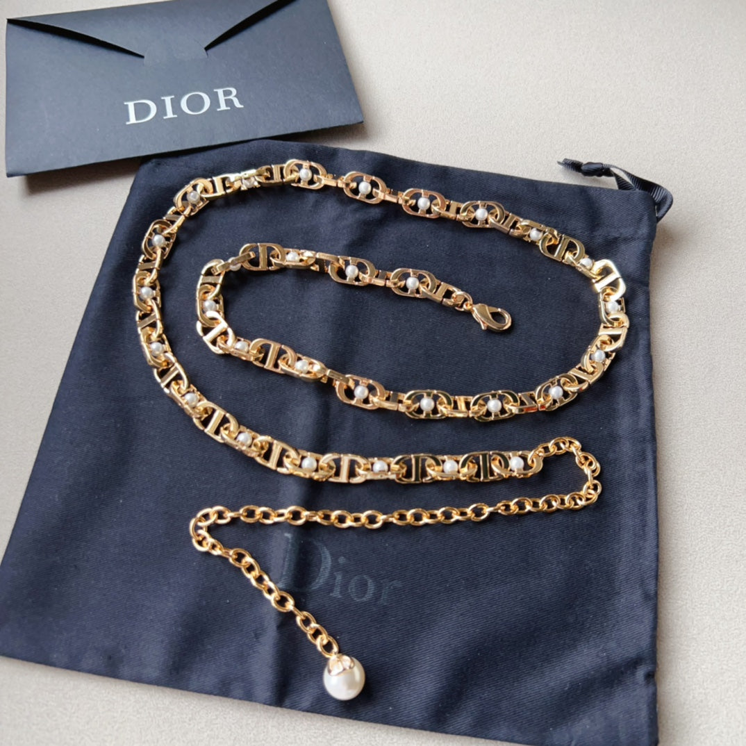 Dior 2026 Pearl Link Chain Belt 206370