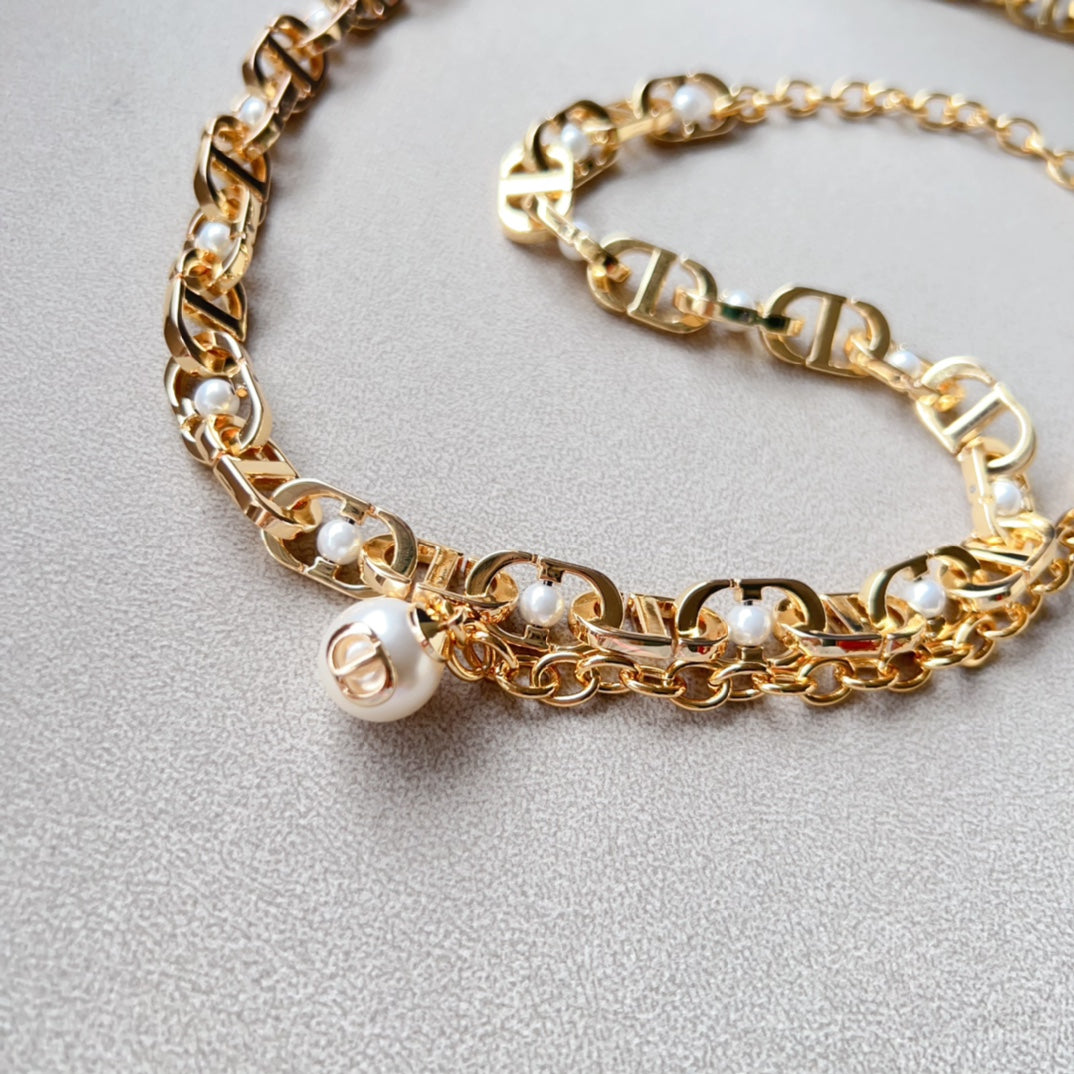 Dior 2026 Pearl Link Chain Belt 206370