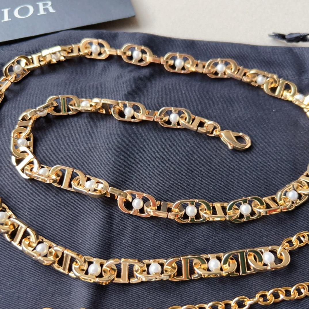 Dior 2026 Pearl Link Chain Belt 206370