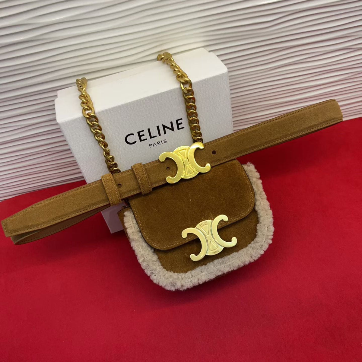 Celine 2026 Triomphe Belt Bag 13mm Suede
