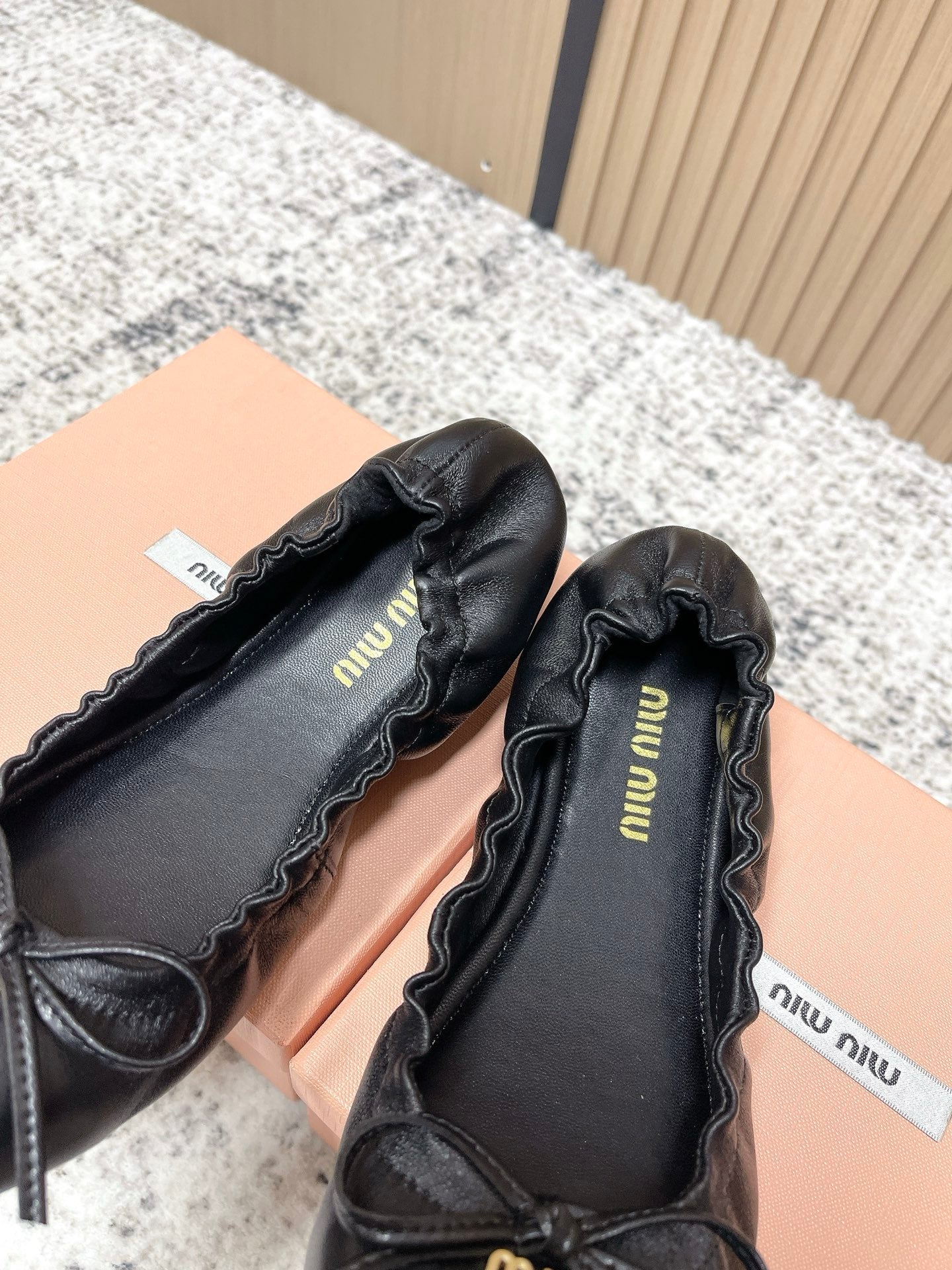 Miu  Mary Jane Flat Black Sheepskin 591572