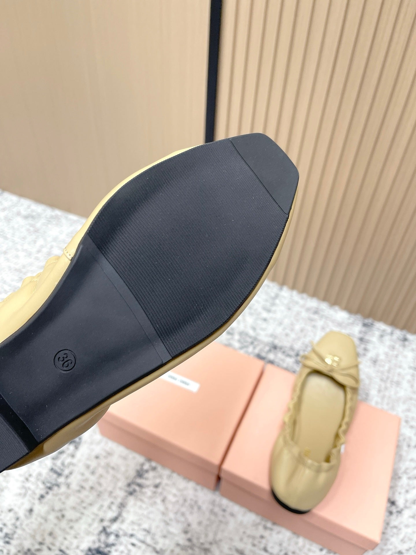 Miu  Mary Jane Flat Beige Sheepskin 591574