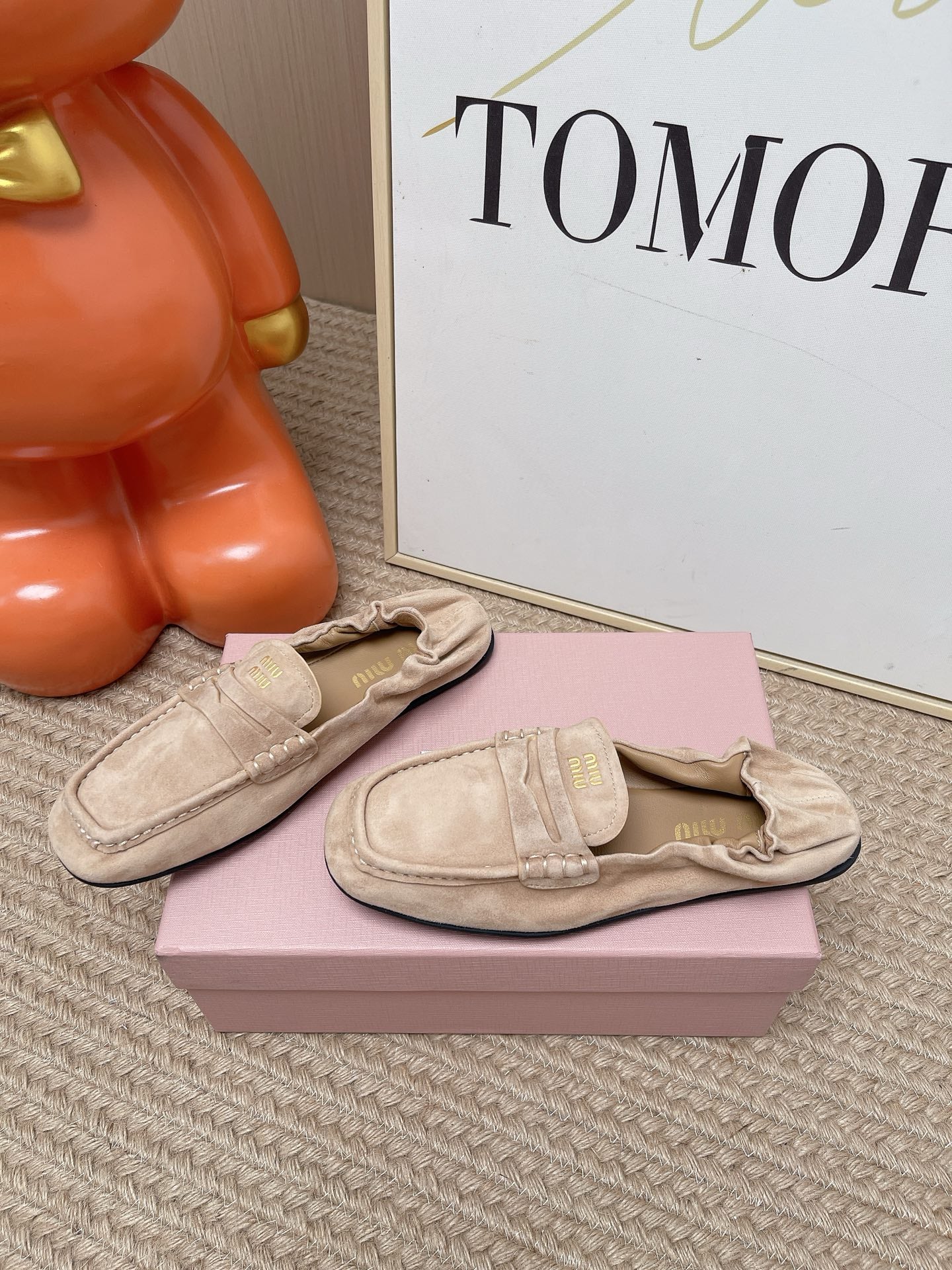 Miumiu 2026 Ruches Penny Loafers Suede Cowhide 950931