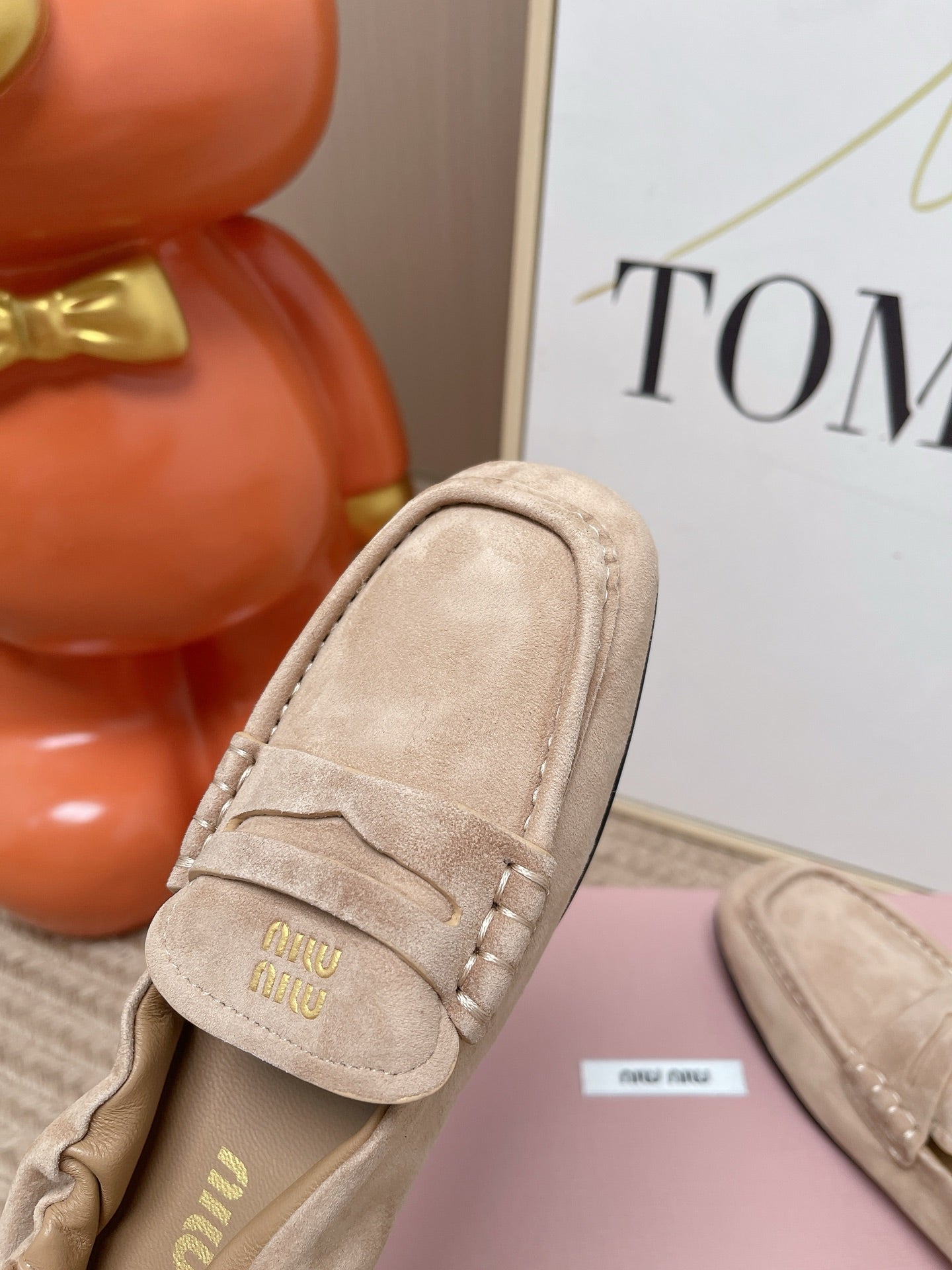 Miumiu 2026 Ruches Penny Loafers Suede Cowhide 950931