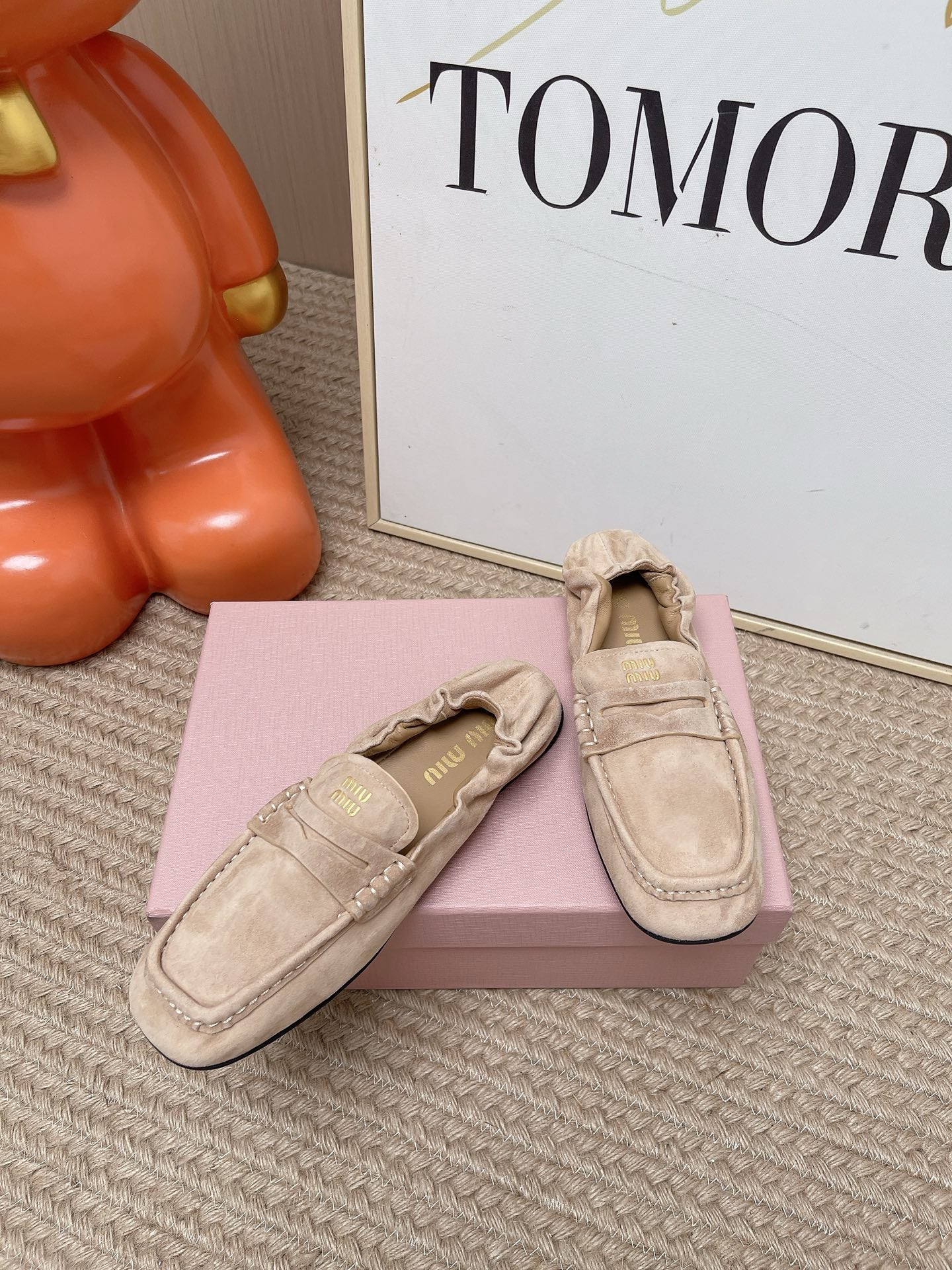 Miumiu 2026 Ruches Penny Loafers Suede Cowhide 950931