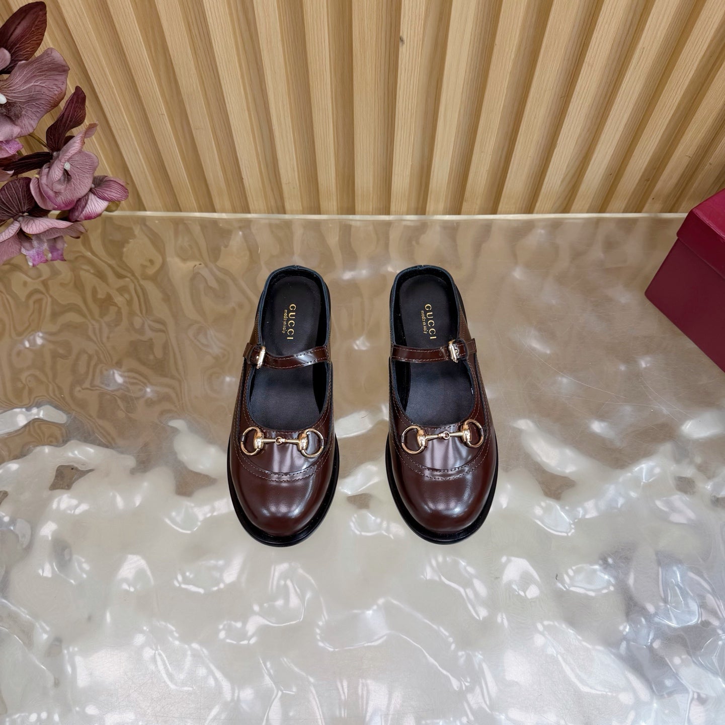 GG 26 Mule Dark Brown Beaded Sheepskin 589457