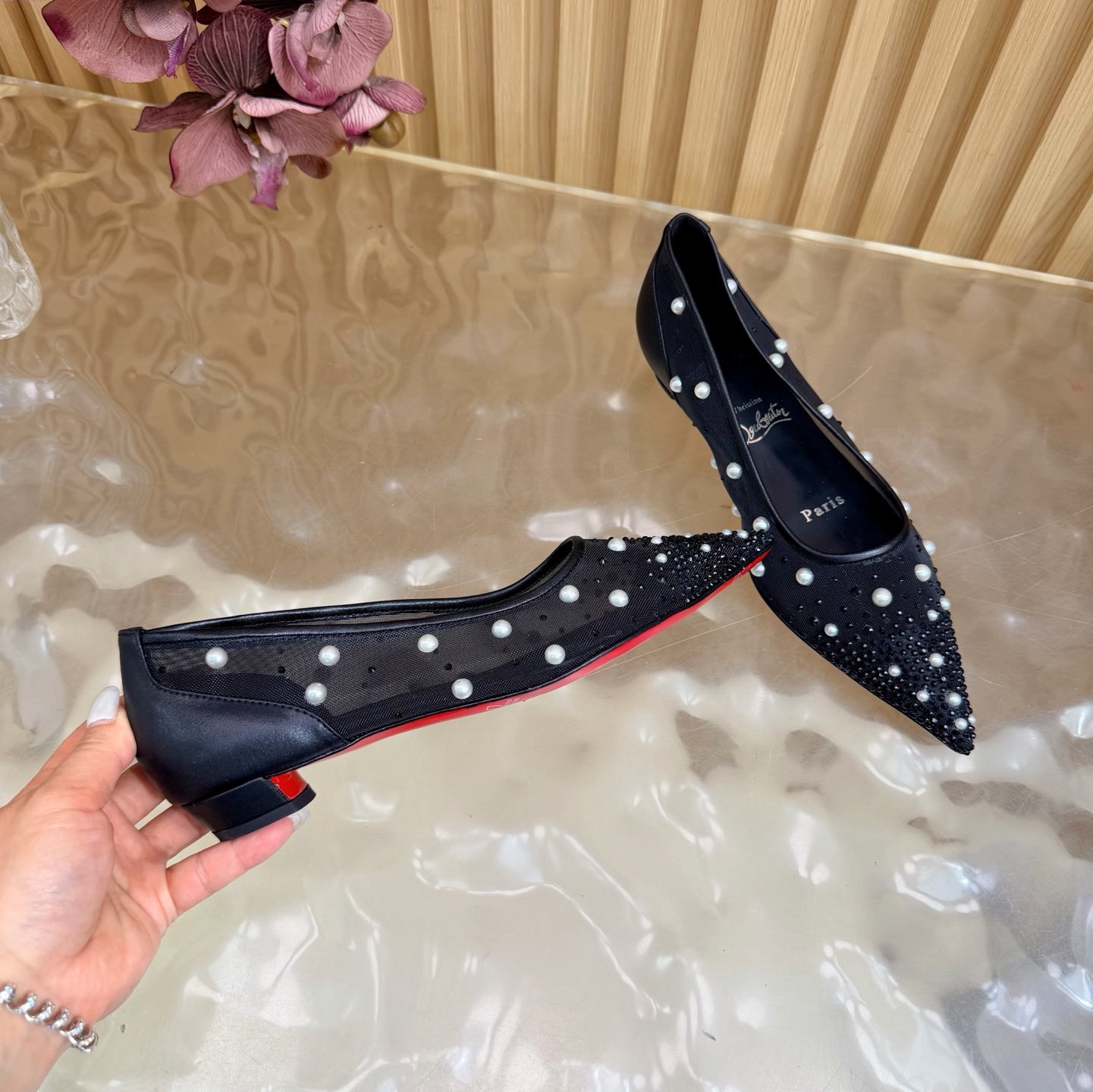 Christian Louboutin 2026 Miss Z Degrastrassina Perla Pump Mesh Strass 853079