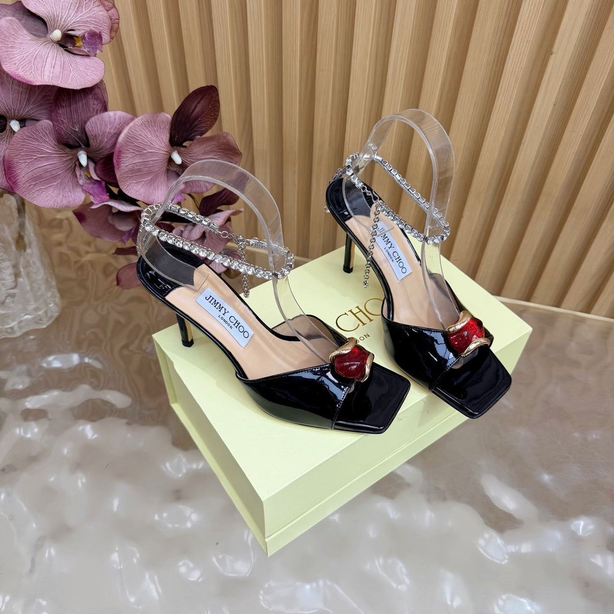 Jimmy Choo 2026 Amber Buckle Sandals 85mm Patent Leather 949779