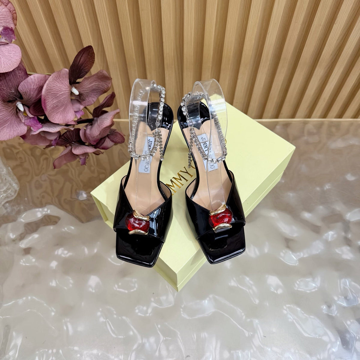 Jimmy Choo 2026 Amber Buckle Sandals 85mm Patent Leather 949779