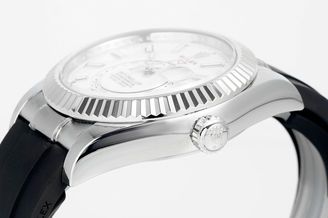 Rolex Sky-Dweller 42mm Stainless Steel Case White Dial Rubber Strap