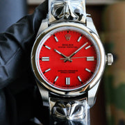 Rolex Oyster Perpetual 41mm Silver Red Dial