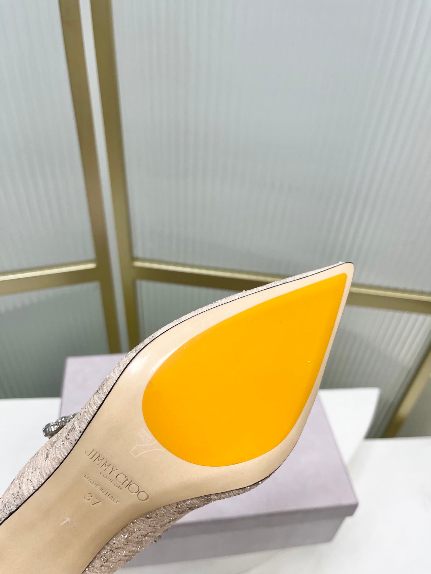 Jimmy 26s Heel Mules 65 Beige Sequins Sheepskin Diamond 605943