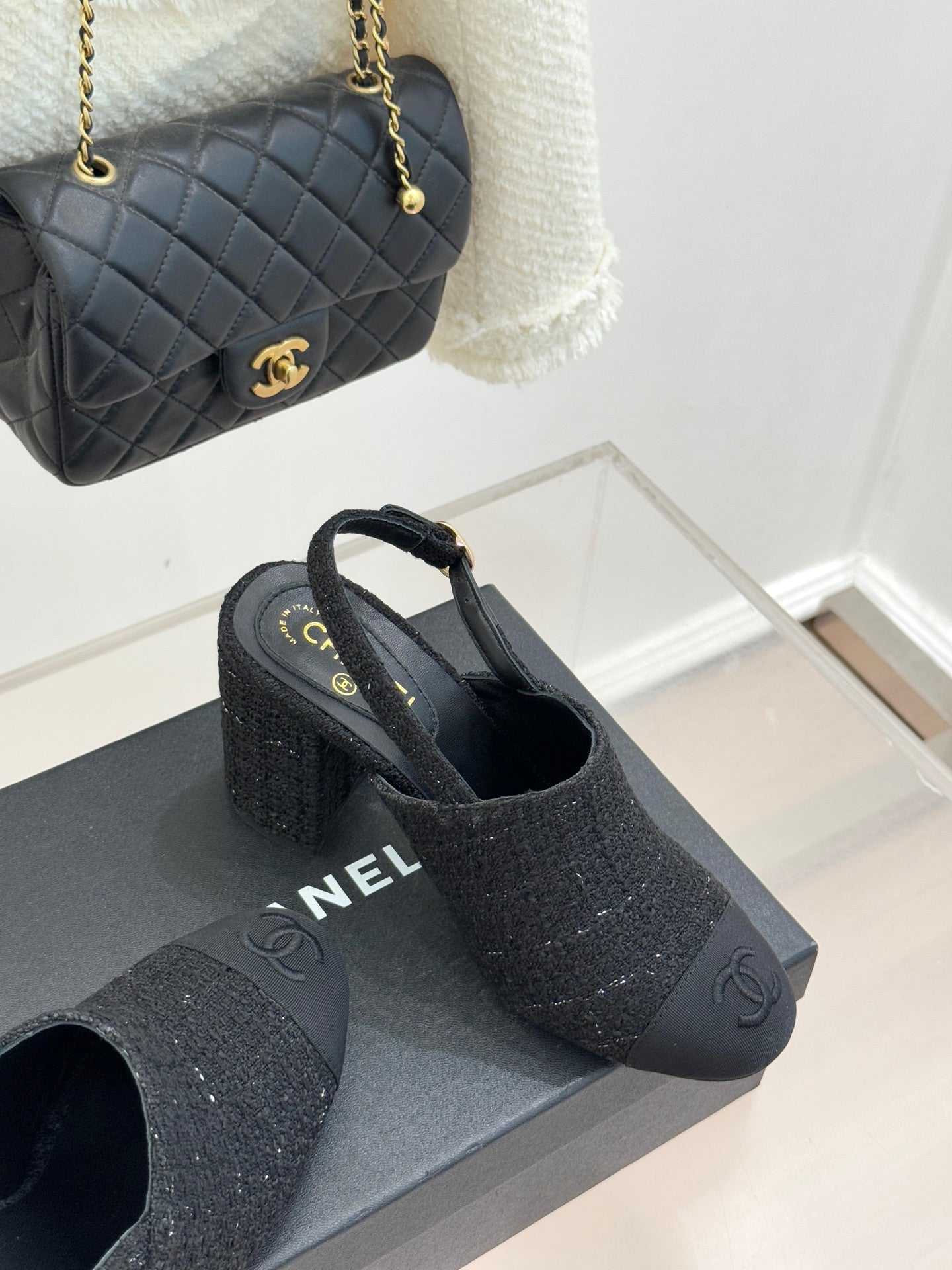 CC 26 Slingback Black Tweed Grosgrain 609988