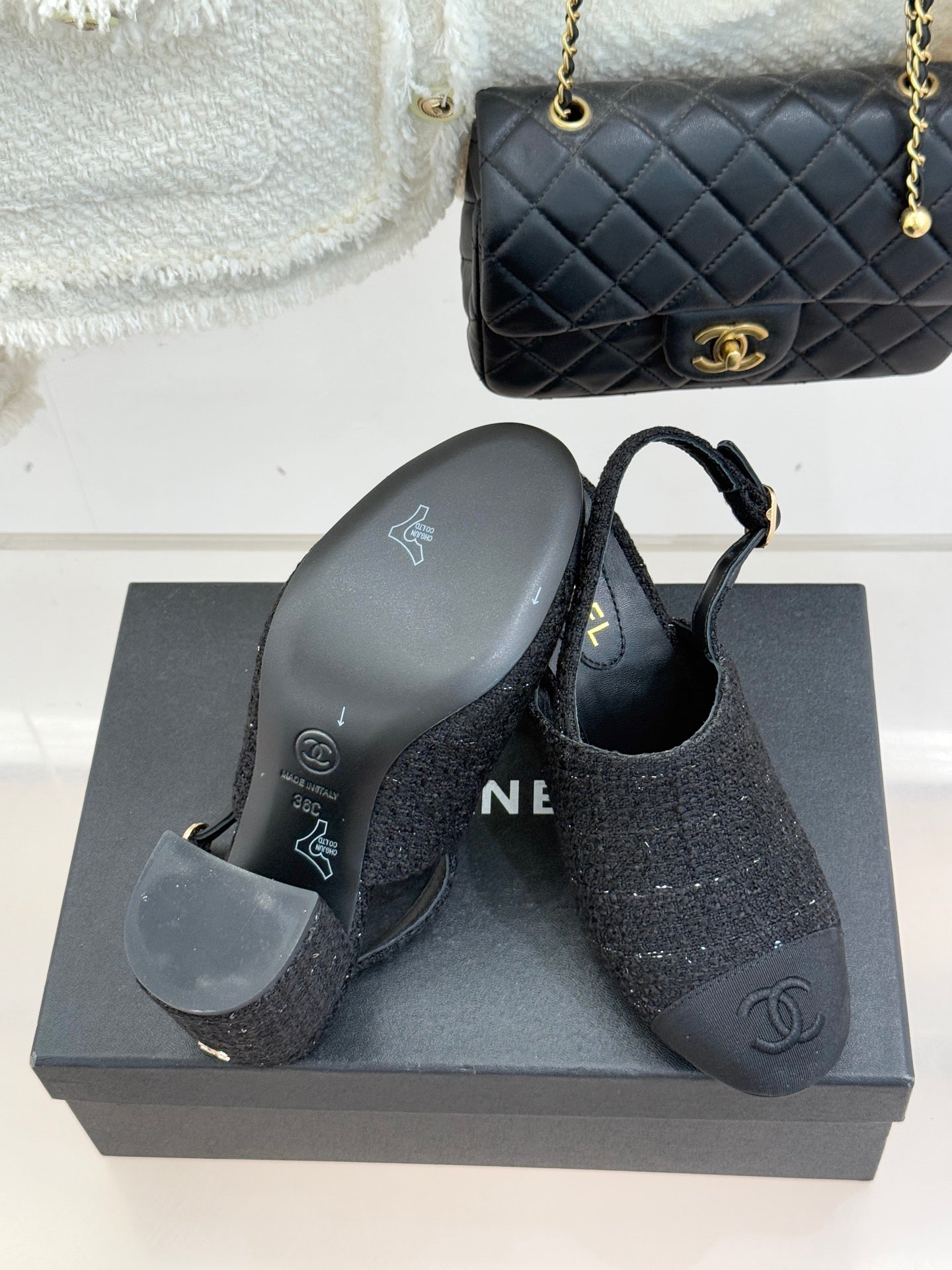 CC 26 Slingback Black Tweed Grosgrain 609988