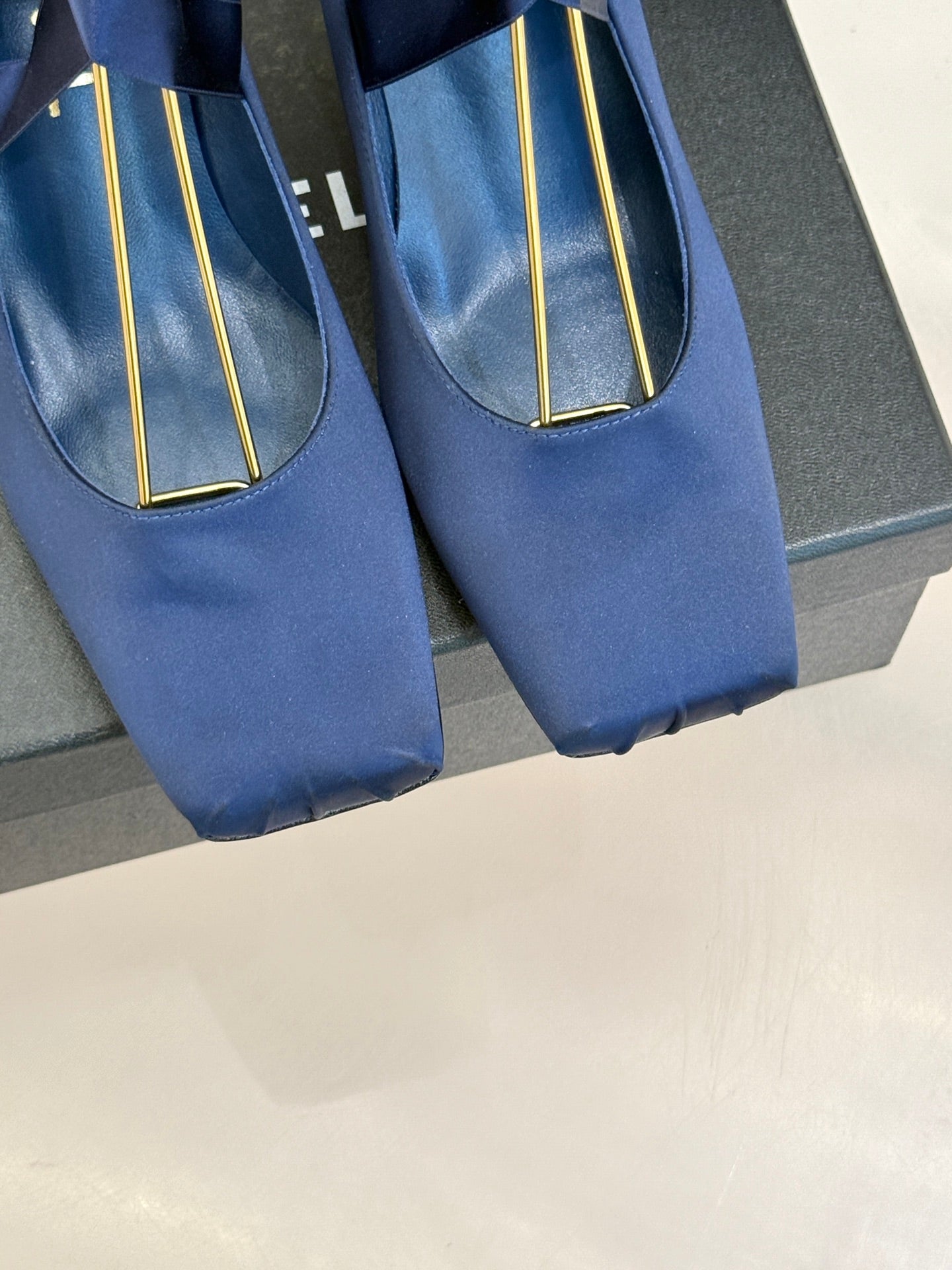 Chanel 2026 High-heeled Shoe 100mm Blue Satin Leather 616004