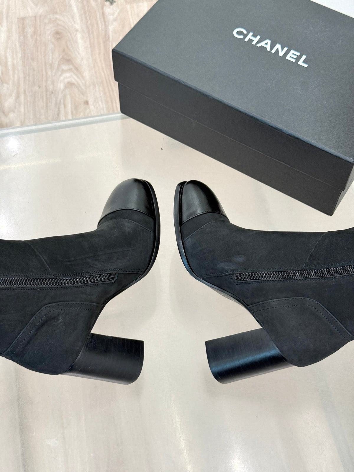 Chanel 2026 Double C Knee-High Boots 80mm Suede Leather 188646