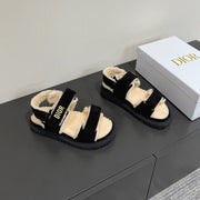 Dioract Sandal In Black Suede And Wool Fleece Lining 109869